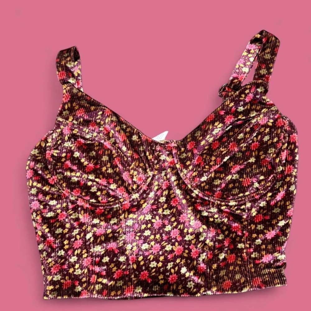 Full Tilt Burgundy Floral Velvet Top
